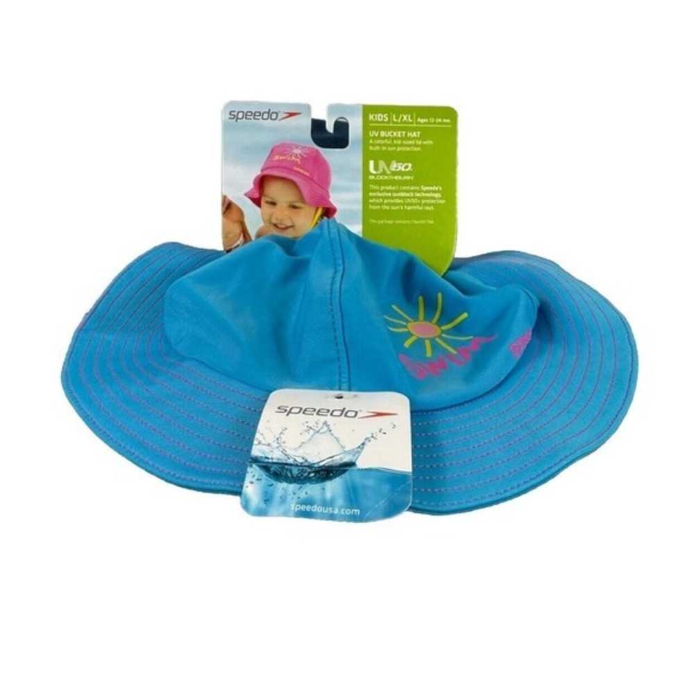 Speedo‎ UV 50 Bucket Hat Kids L/XL 12-24 months Blue pink - NWT